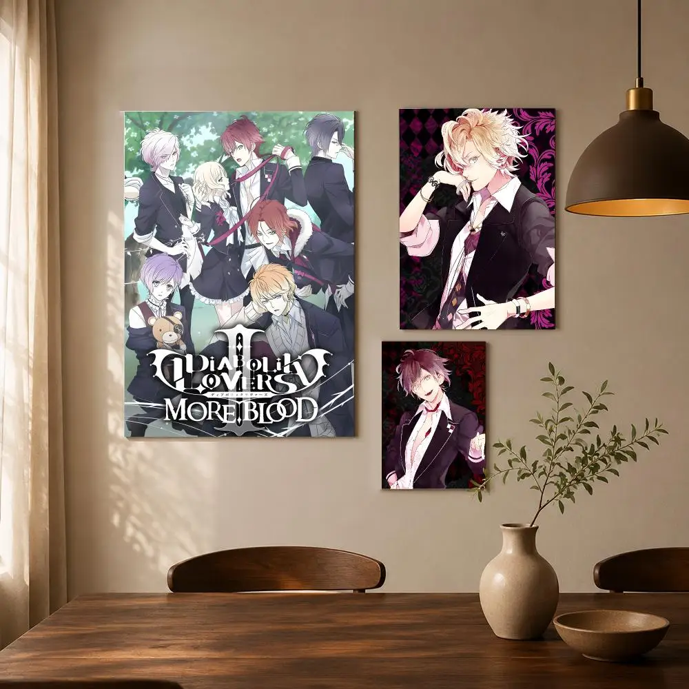 D-Diabolik L-Lovers Video Game Poster Self-adhesive Living Room Bedroom Party Bar Decor Moisture-proof Fade-resistant HD