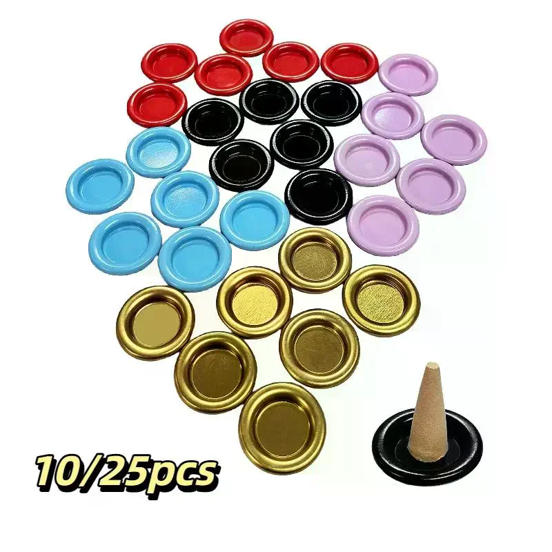 10/25pcs Metal Small Disc Incense Holder Tower Incense Cone Tray Portable Desktop Decoration For Home Yoga Meditation
