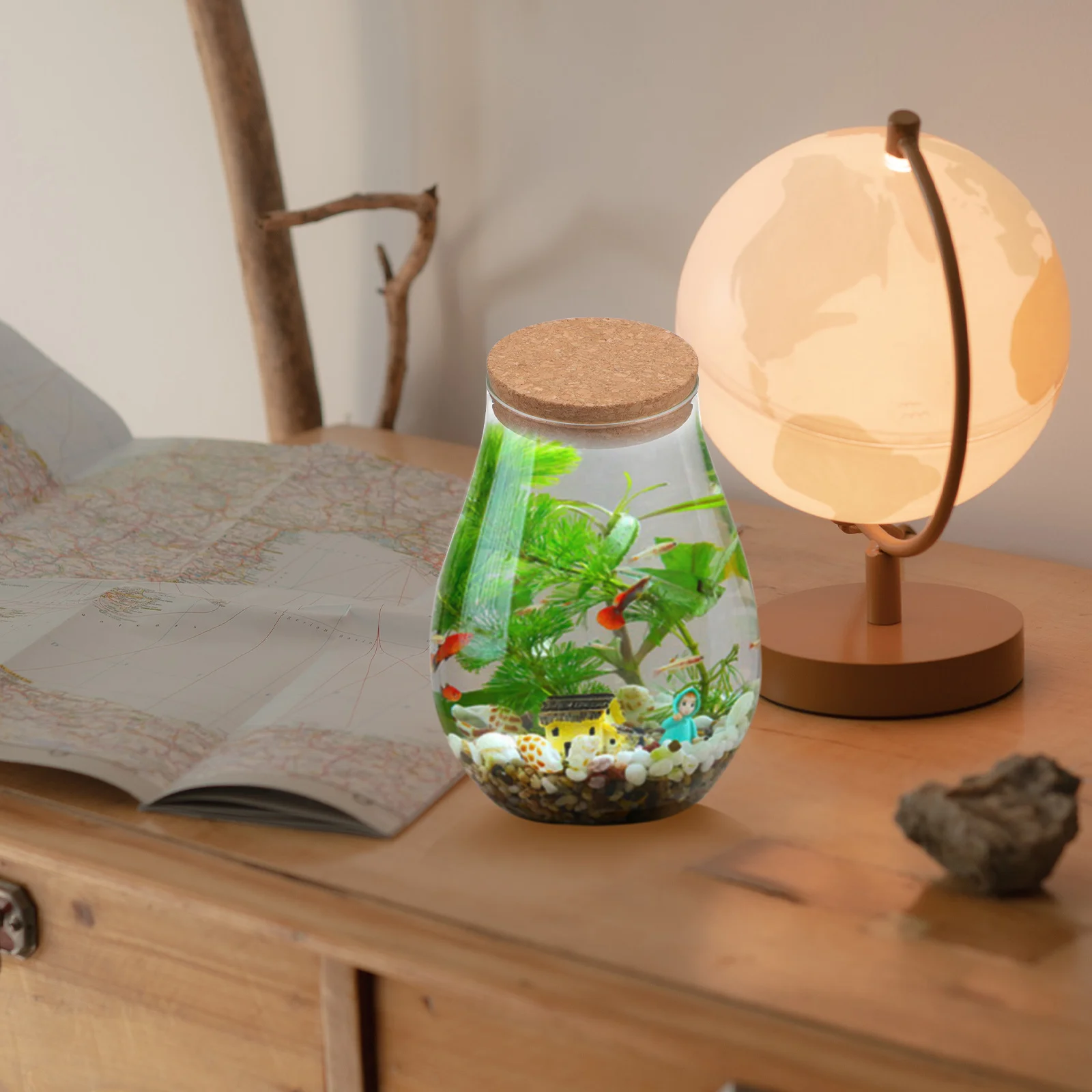 

Vase Moss Eco Bottle Indoor Plant Terrarium Container Wooden Bryophyte Landscape