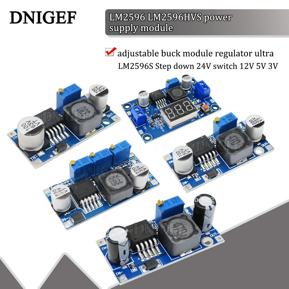 LM2596 LM2596HVS power supply module DC-DC BUCK 3A adjustable buck module regulator ultra LM2596S Step down 24V switch 12V 5V 3V