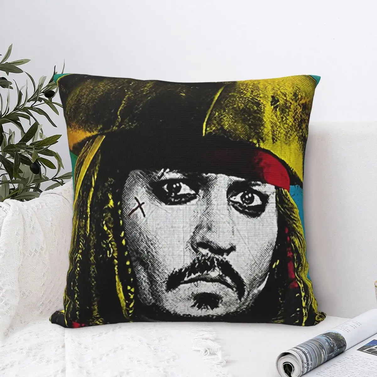 Wallpaper Johnny Depp Illustration Square Pillowcase Pillow Cover Cushion Zip Decorative Comfort Throw Pillow For Home Bedroom