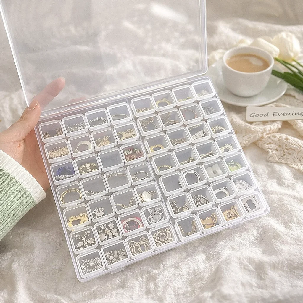 Clear Travel Jewelry Organizer Box With Anti-Tarnish Design | Adjustable Compartments for Necklace, Earrings, Rings | Portable T