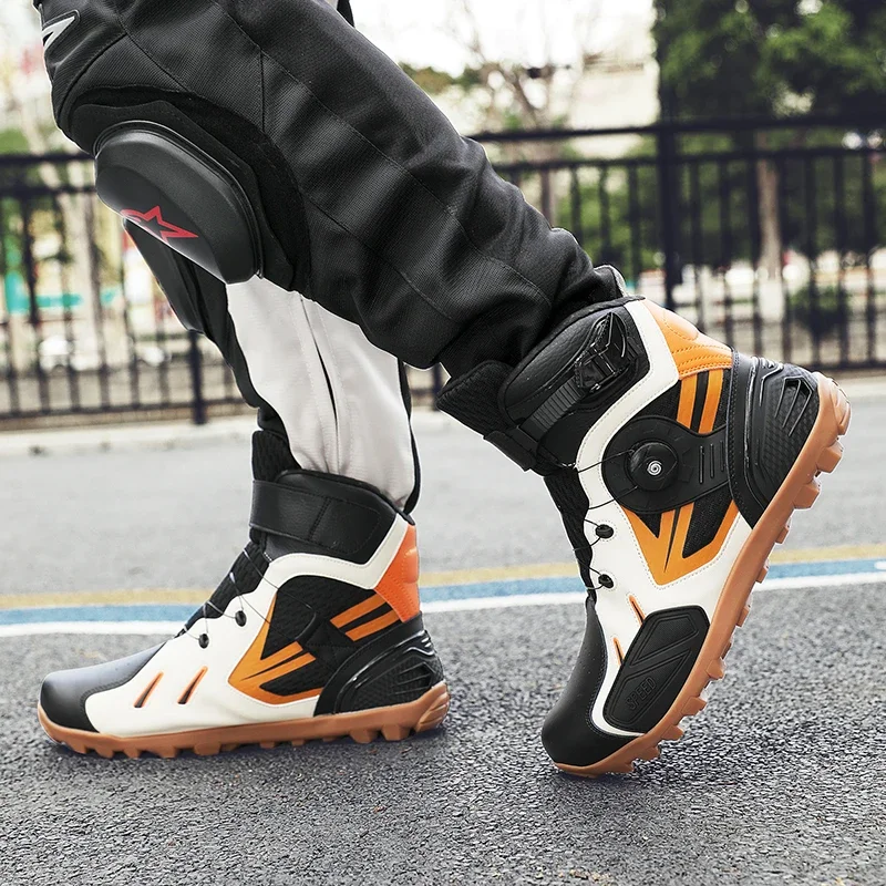 Outdoor Motorcycle Ultra-fine New Fiber Leather Protective Boots Riding Men\'s and Women\'s Anti-slip Waterproof Rain Boots
