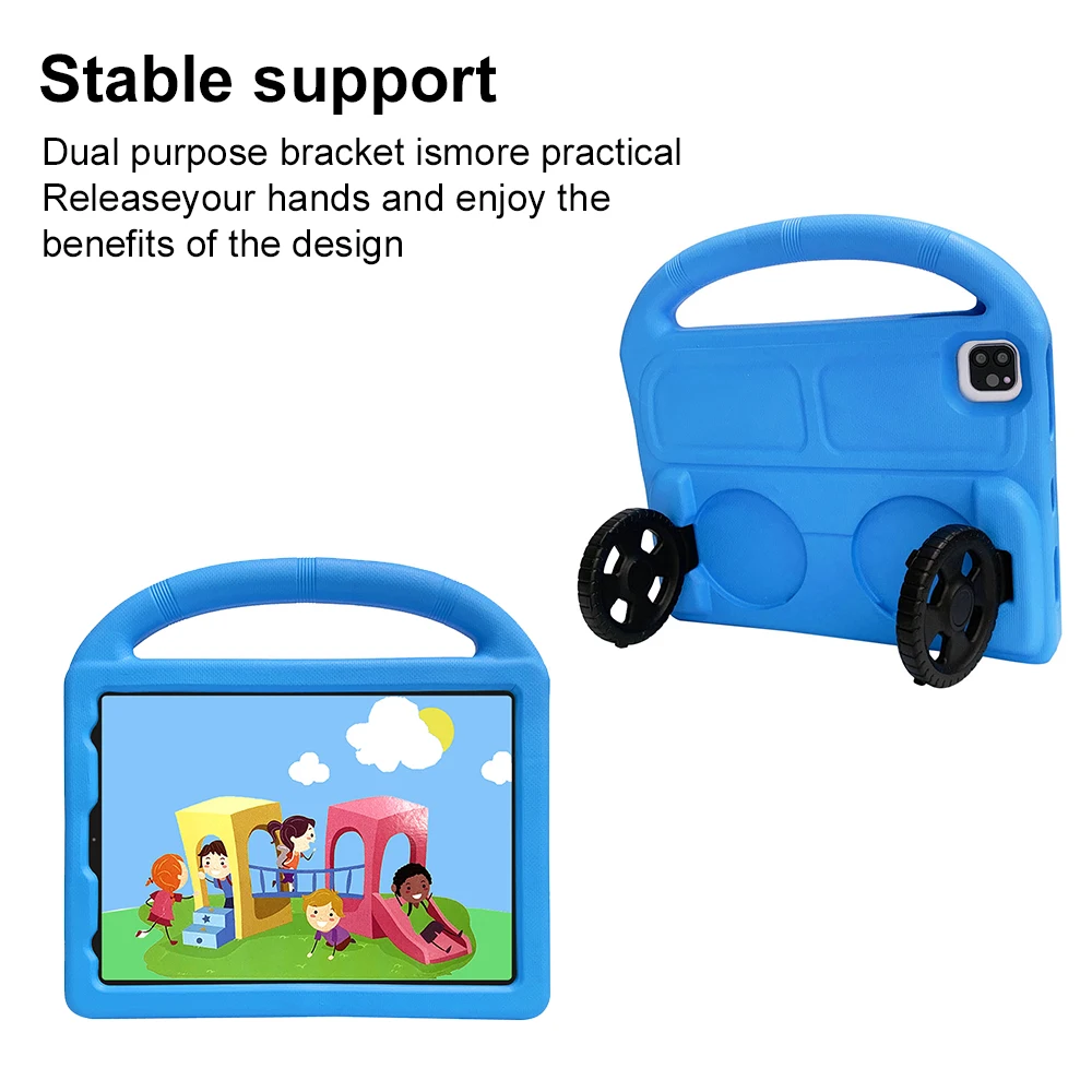 

Детский чехол для iPad Air 11 2024 Pro 11 2025 iPad 9,7 10,2 дюйма Air 5 4 3 2 1 Mini 7 6, противоударный мягкий чехол для планшета с мультяшным рисунком и колесиками из ЭВА