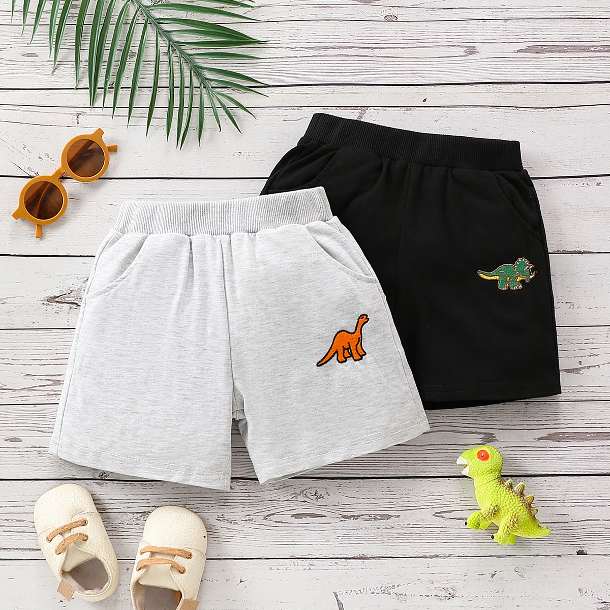 PatPat Dinosaur Pattern Toddler Boy Shorts Set, 1pc, Polyester/Spandex Blend, Machine Washable