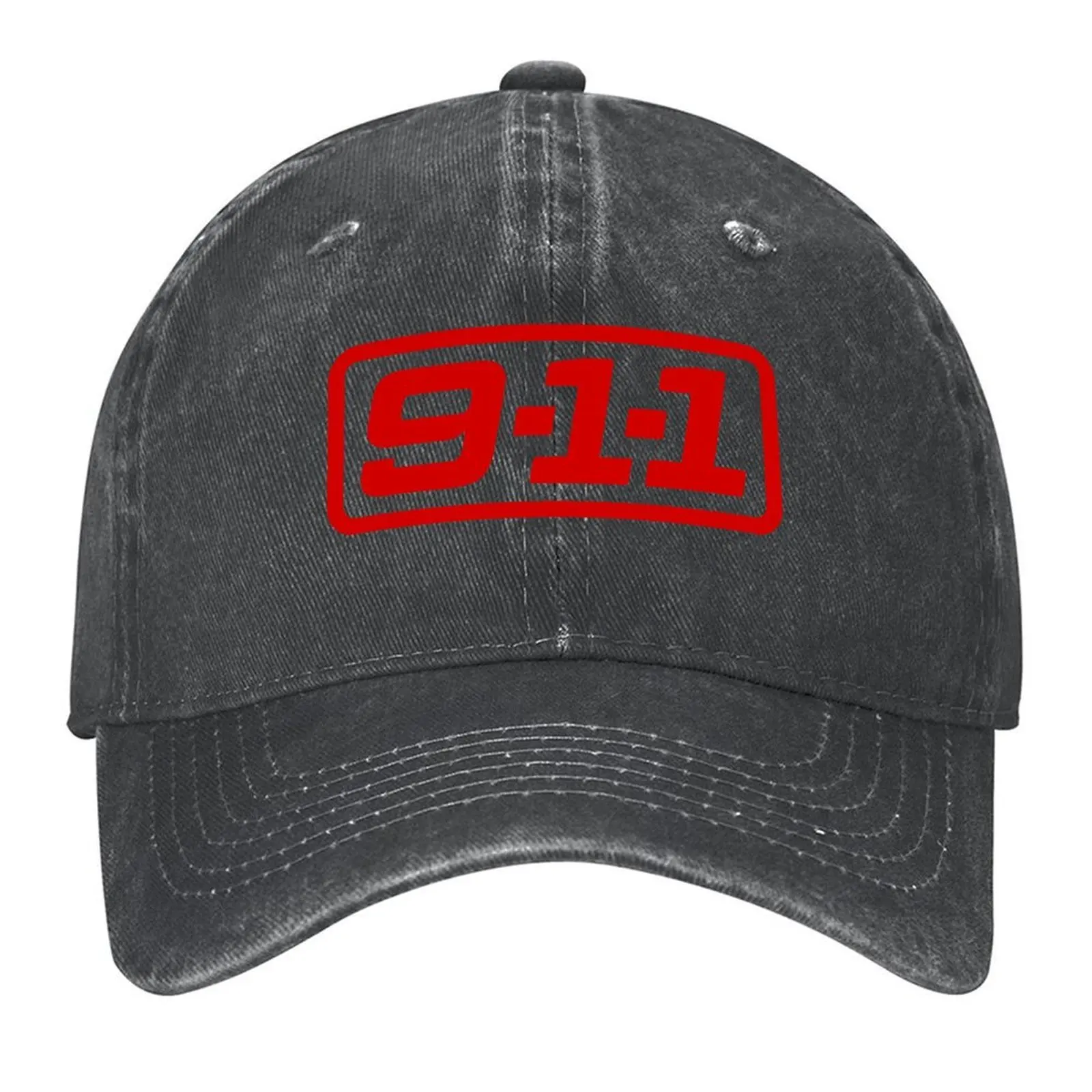 

9-1-1 on ABC logo (standard red on black) Baseball Cap Dropshipping Custom Cap Ball Cap designer Women's Hats 2025 Men's