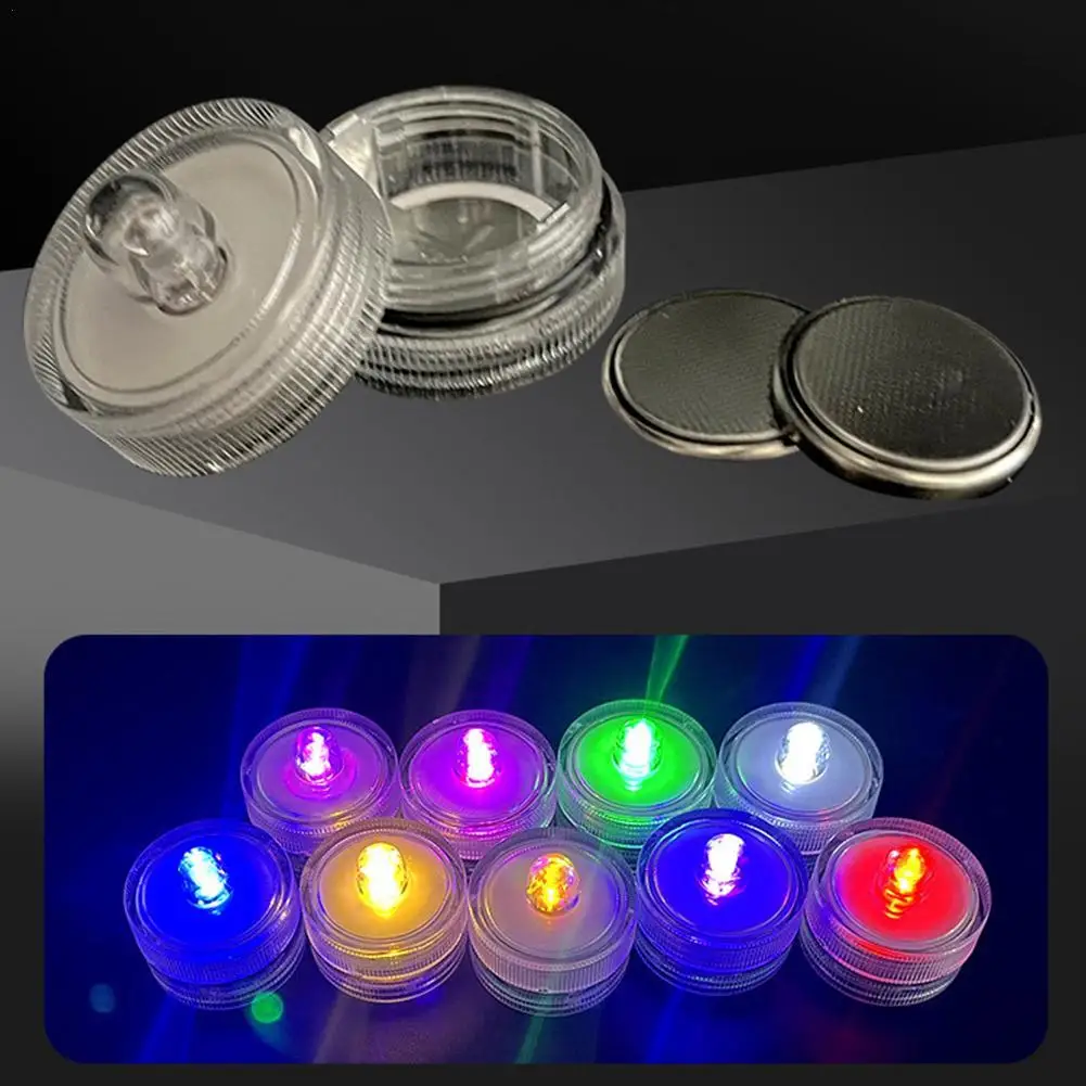 

12PCS Submersible Waterproof LED Tea Light Pond Underwater Tealights Battery Operated Flameless Electric Candles Vase Pond Decor