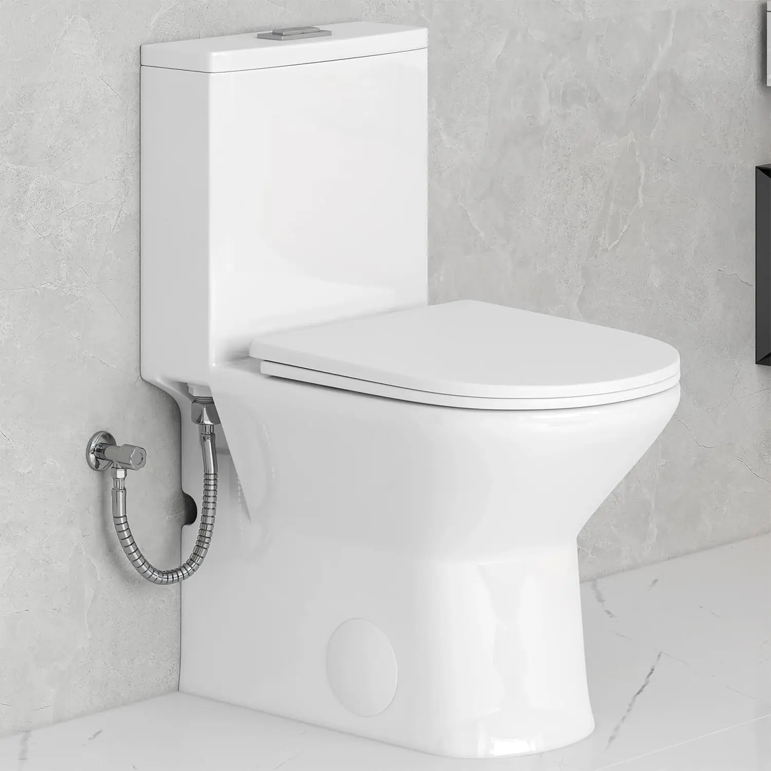 Compact One Piece Toilet with Comfort Chair Seat ADA Height 17
