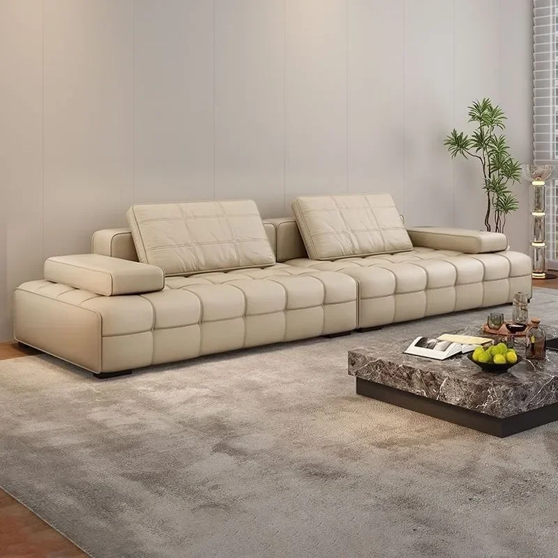 for Italian Minimalist Lawrence Sofa Modern Simple Straight Row Couch for Home Living Room Villa Small Apartment Furniture