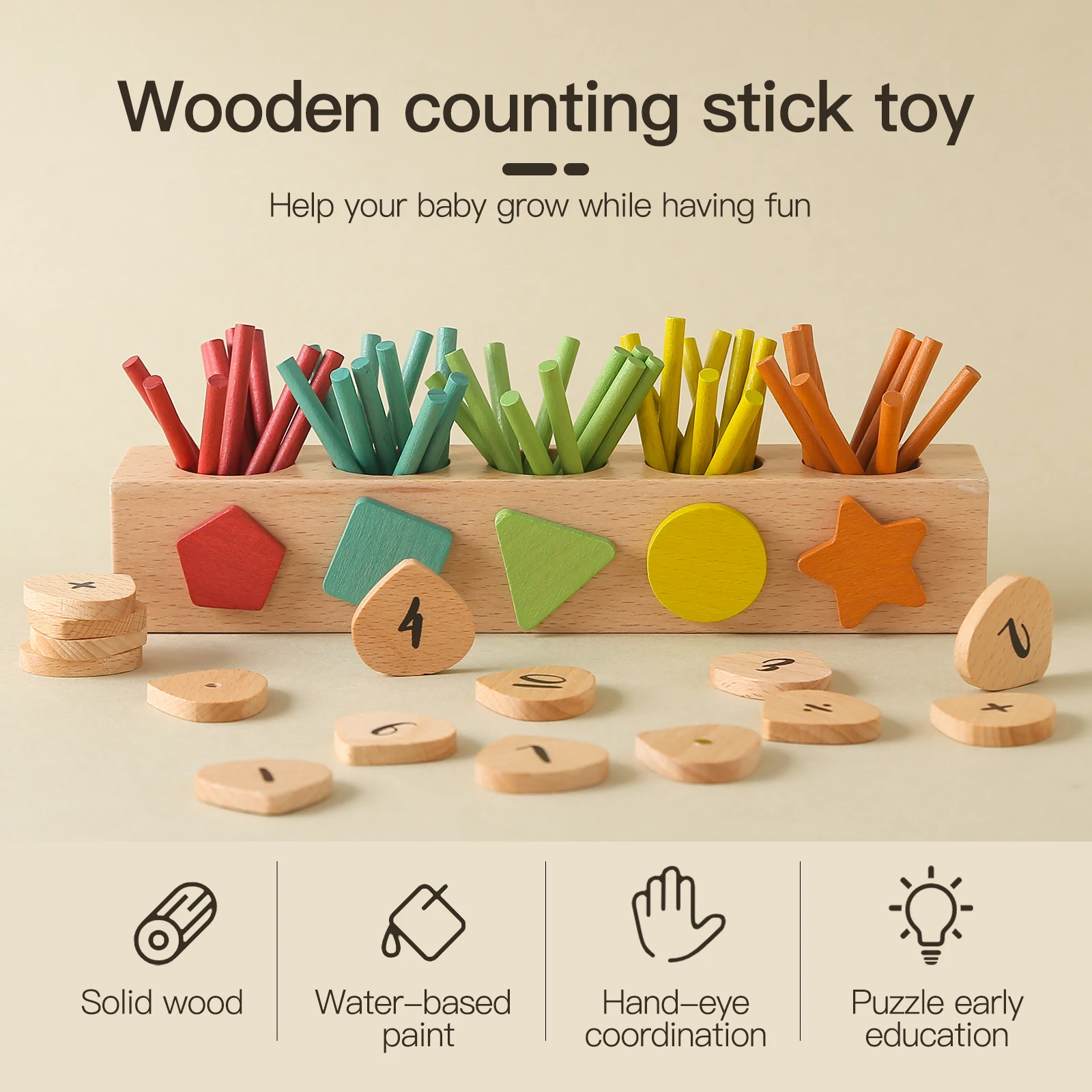 Figure Blocks Counting Sticks Education Wooden Toys Building Intelligence Block Montessori Mathematical Learning Toys Child Gift