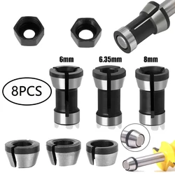 6/12Pcs Router Collet Adapter 6mm 1/4