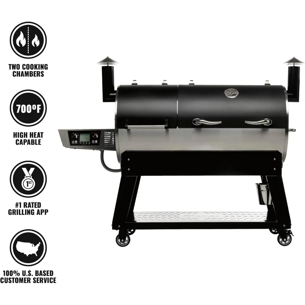 DualFire 1200 Wood Pellet Smoker Grill, Wi-Fi Electric Pellet Grills, Dual Chambers for Hot and Fast