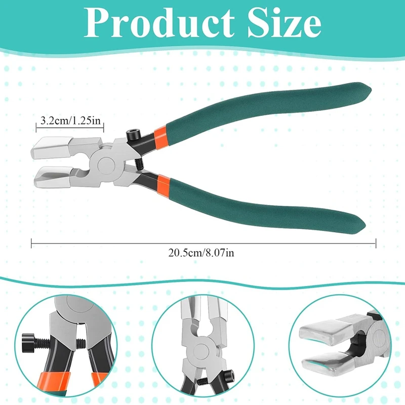 A23T 2-Piece Professional Glass Cutting & Breaking Pliers Kit for Stained Glass Mosaics Carbon Steel