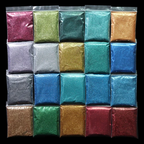 Imagen 1 del producto 20g champán plata y oro polvo fino con purpurina para uñas para decoración de uñas esmalte en Gel en polvo DIY manicura decoración juego de puntas de lentejuelas