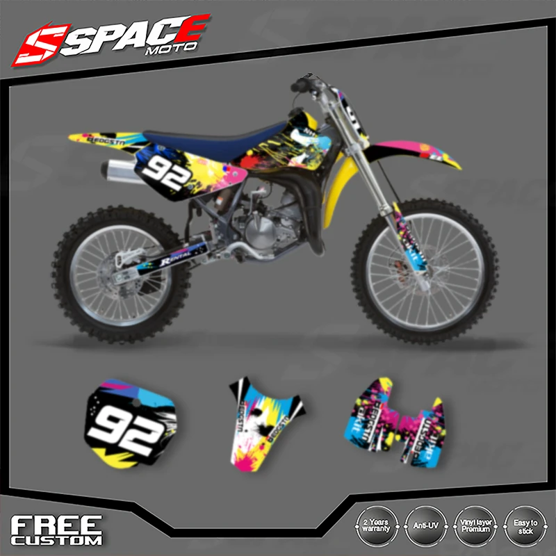 

SPACE пользовательская мотоциклетная графическая фоновая наклейка для SUZUKI 2001 2002 2003 2004 2005 2006 2007-2018 RM85 наборы наклеек 001