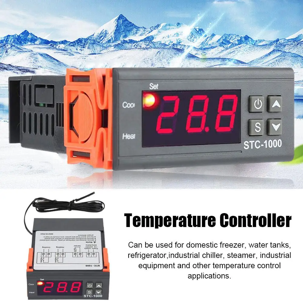 LED Digital Thermostat For Incubator Temperature Controller Thermoregulator Relay Heating Cooling DC12V 24V AC110-220V STC- U8U1