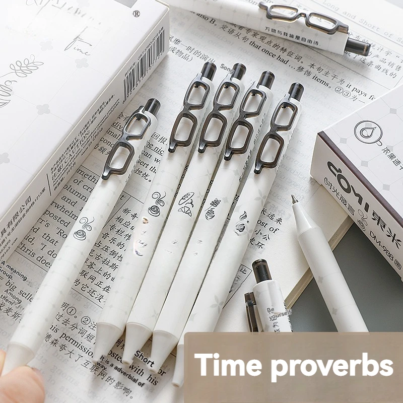 

12PC Gel Pen Quick Drying Press Neutral Pen Artistic Niche Ins High Appearance Brush Question Pen 0.5 Black Pen