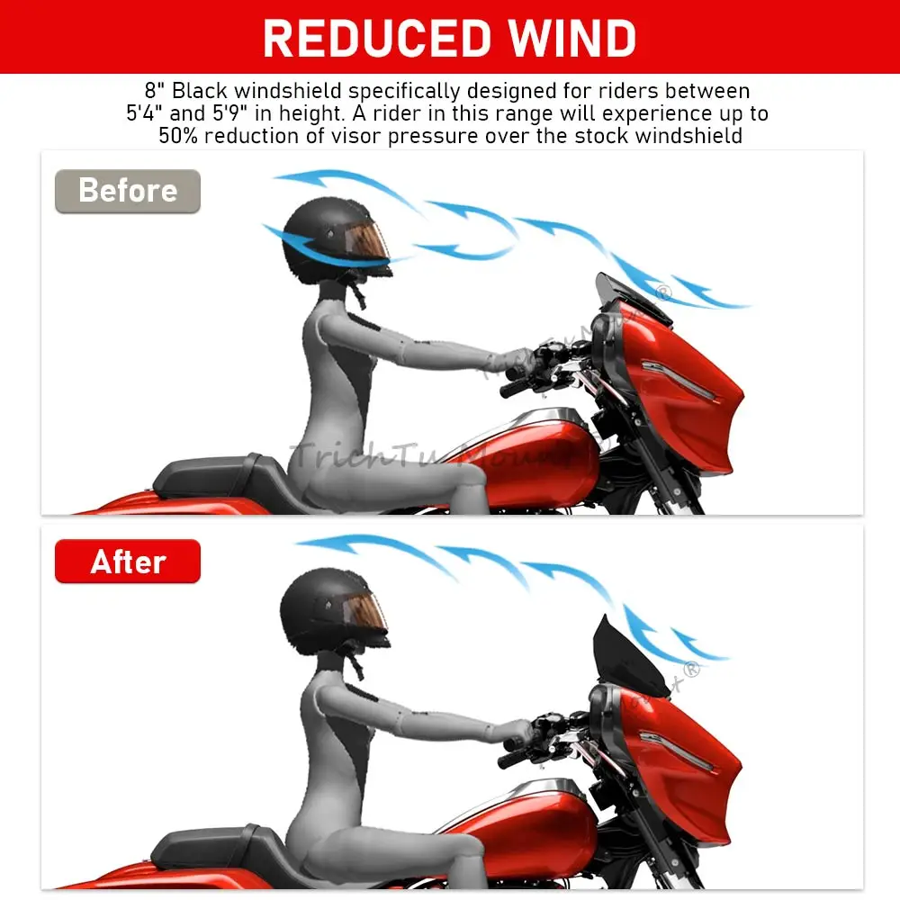 لموديلات Harley Street Glide FLHX/I لعام 2024 - لاحقًا 10 بوصة منحرف الرياح الأمامية للدراجة النارية ABS البلاستيك هدية الزجاج الأمامي