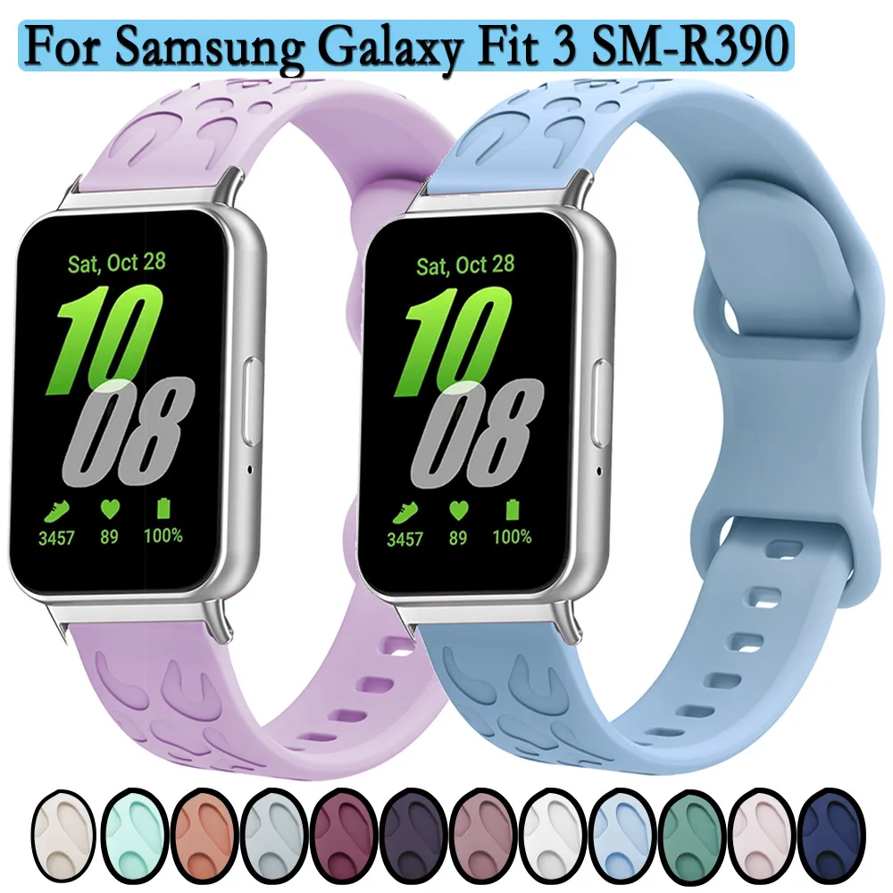 Strap For Samsung Galaxy Fit 3 SM-R390 Watchband Soft and Durable Silicone Watchband With Leopard Texture Rubber Correa