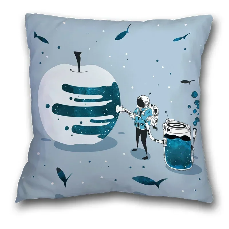 45x45cm Ocean Blue Space Man Pillowcase Creative Astronaut Square Cushion Cover Living Room Car Waist Throw Pillow Cases