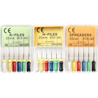 6 Pcs/Pack Dental H-FILES K-FILES REAMERS Tapered Finger SPREADERS SSt HEDSTROEM Endodontic Root Canal File Hand Use Dentistry