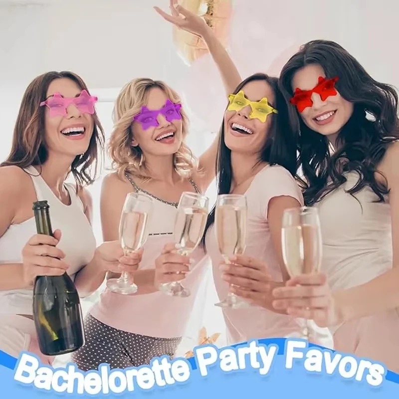 10 Stück/5 Stück sternförmige Sonnenbrillen, randlos, bunt, transparent, Partybrillen für Damen, Herren, Kinder, Festival, Cosplay, Partyzubehör – Detail 3