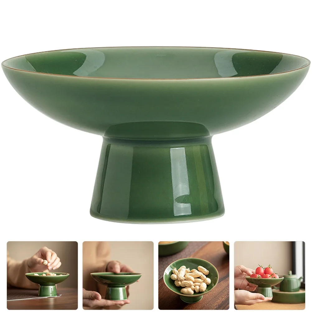 

Ceramic Snacks Plate Footed Fruit Tray Smooth Surface Easy Clean Pastry and Candy Plate Footed Tray Ceramic Plate,