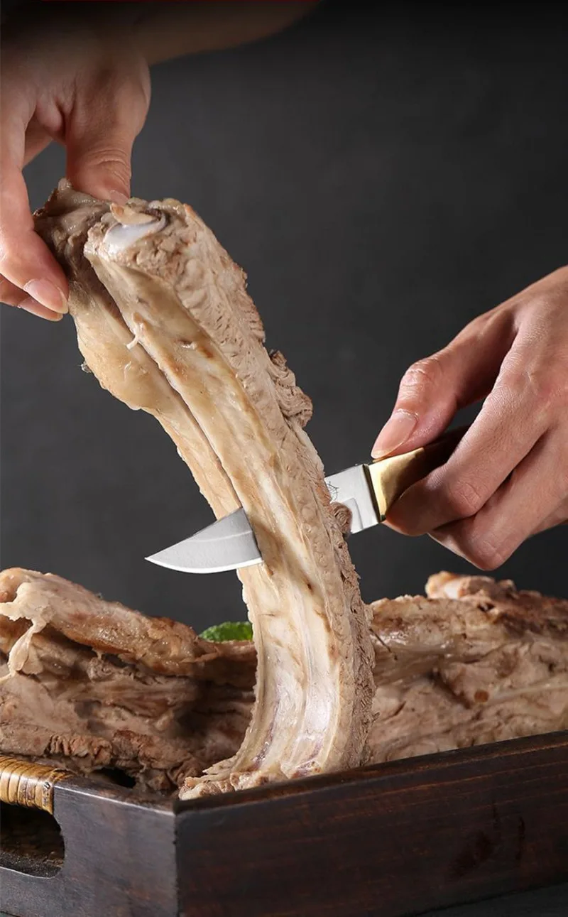 Boning Knife Meat Cleaver Stainless Steel Kitchen Mongolian Hand Meat Knife Roasted Whole Lamb Steak Knife with Cover