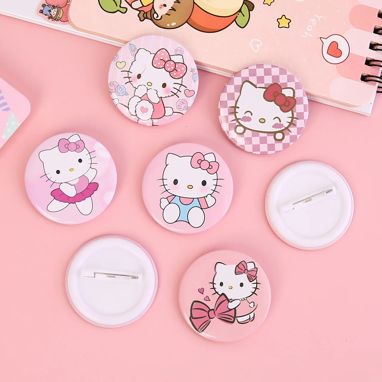 

8pcs Hello Kitty Pin Set Adorable Cartoon Character Brooches Fashion Accessories Girls' Children's Day Toy Kawaii Gifts