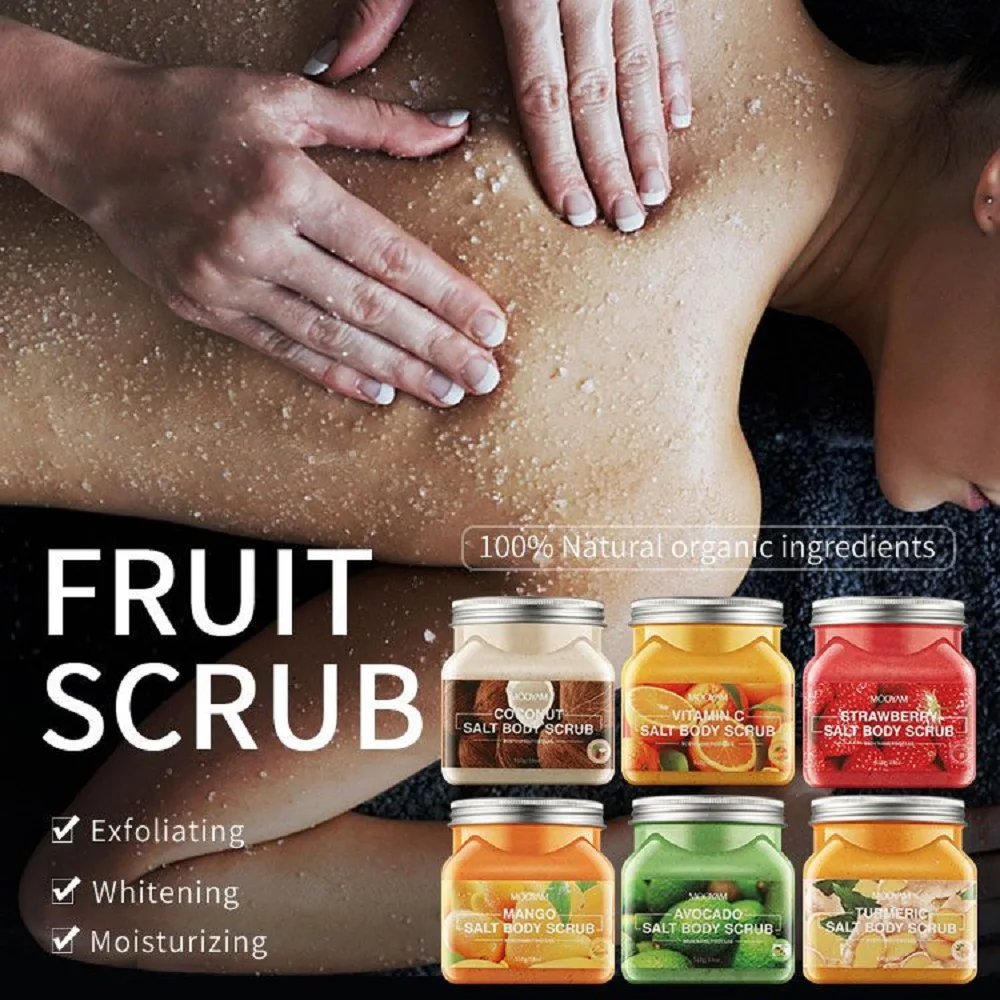 510ml Fruit Bath Body Scrub Moisturizing Exfolianting Softens Horny Clean Skin Softens Cuticles Sea Salt Body Scrubs