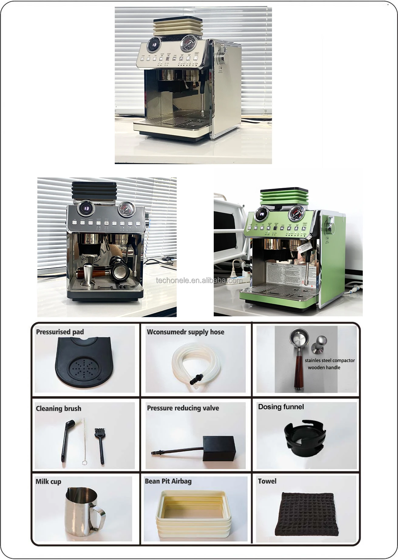 ماكينة اسبريسو كهربائية، غلايات مزدوجة، مضخات مزدوجة، ماكينة قهوة مدمجة مدمجة للاستخدام المنزلي في المتجر