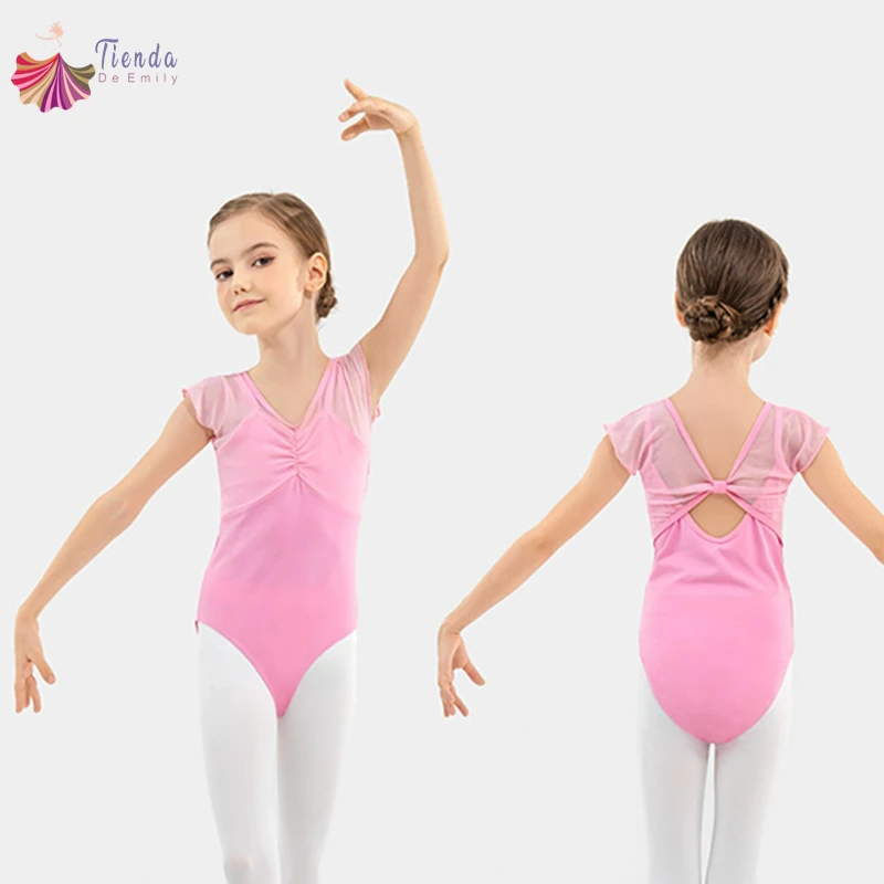 

Girls Ballet Leotard Toddler Hollow Back Bow Ballerina Dance Gymnastics Outfits Sleeveless Spliced Lace Bodysuits Training Wear