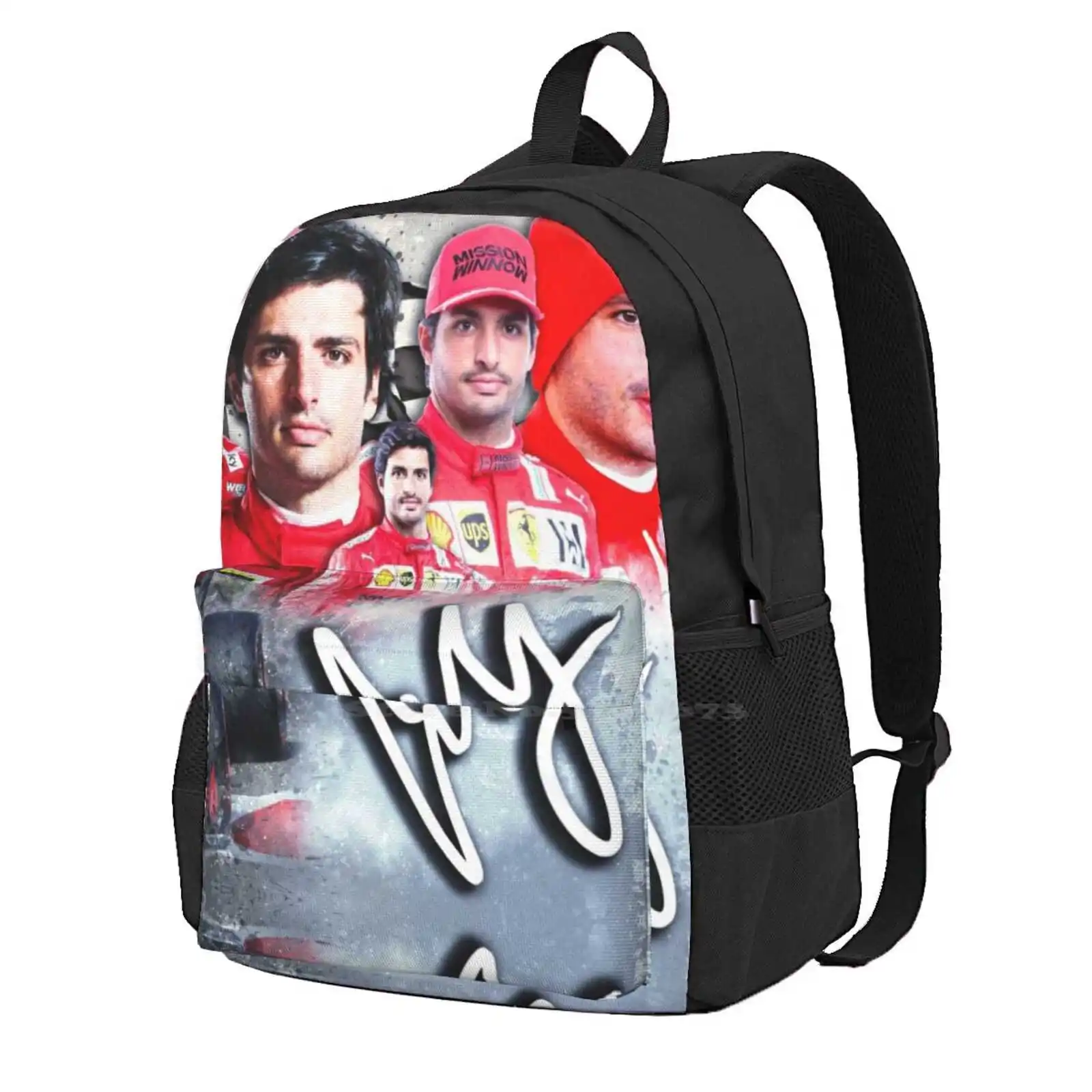 

Carlos Sainz Teen College Student Backpack Laptop Travel Bags Carlos Sainz Motorsport Drivers Drivers Autographed Signed Motor