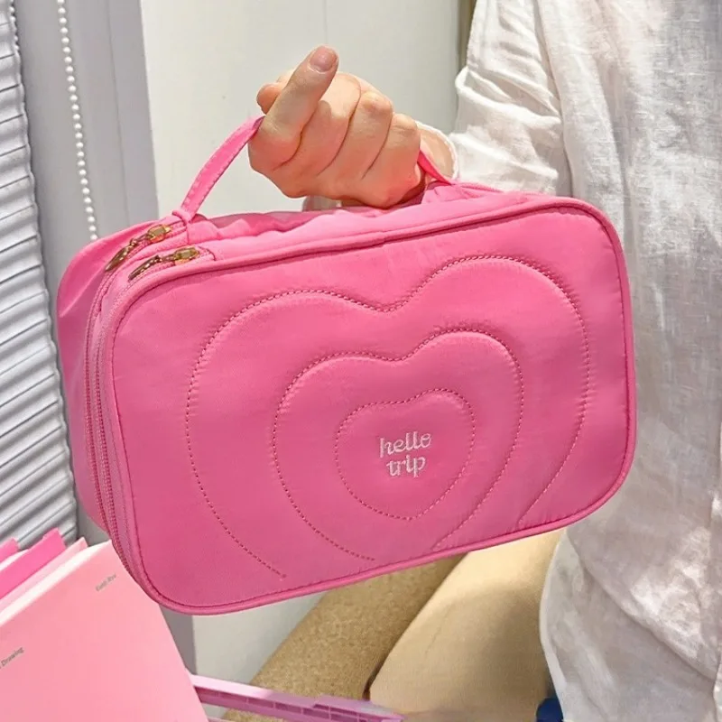 Borsa cosmetica portatile da donna borsa da viaggio di grande capacità borsa da viaggio tridimensionale con cerniera Make Up custodie per articoli