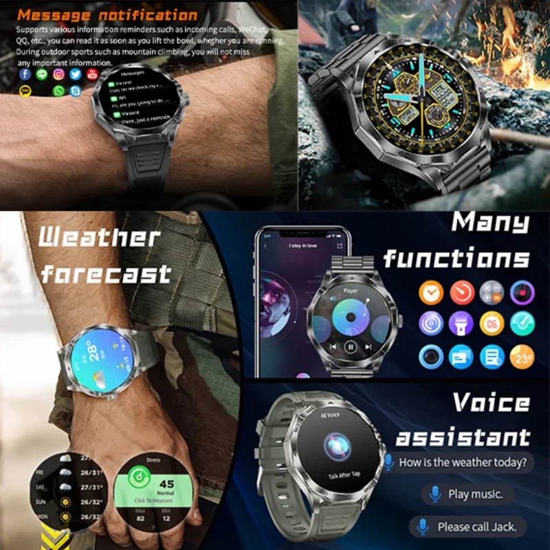 2024 nuovo smartwatch HD di grado militare da 1.85 pollici GPS track HD Bluetooth call 710Mah batteria di grande capacità per Huawei Xiaomi