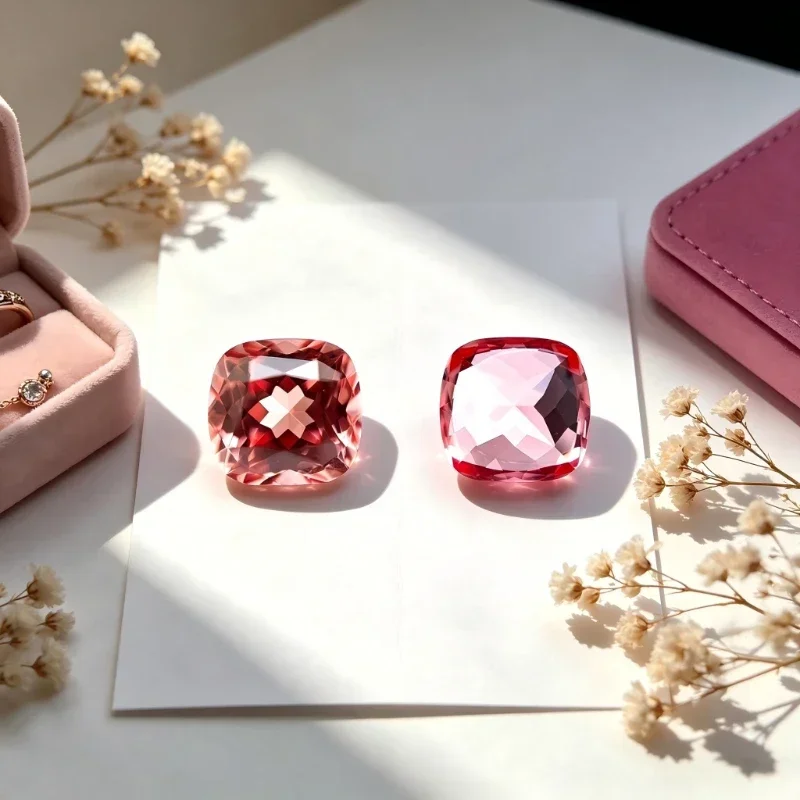 Künstlicher Edelstein Padparadscha Roter Lotus-Farbiger Kissenförmiger Edelstein Werksverkauf mit Zertifikat – Detail 5