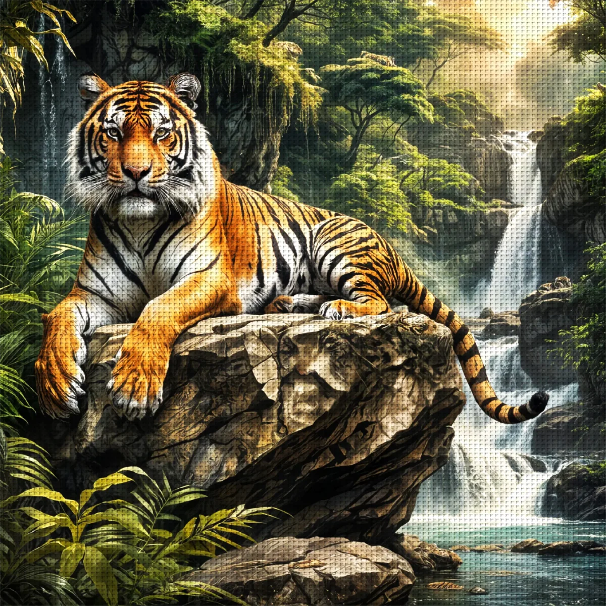

1 комплект, 50x50 см/19,7x19,7 дюйма, набор инструментов для вышивки крестом «сделай сам», без рамки, набор для вышивки крестиком с принтом, тигр, набор для декоративной вышивки