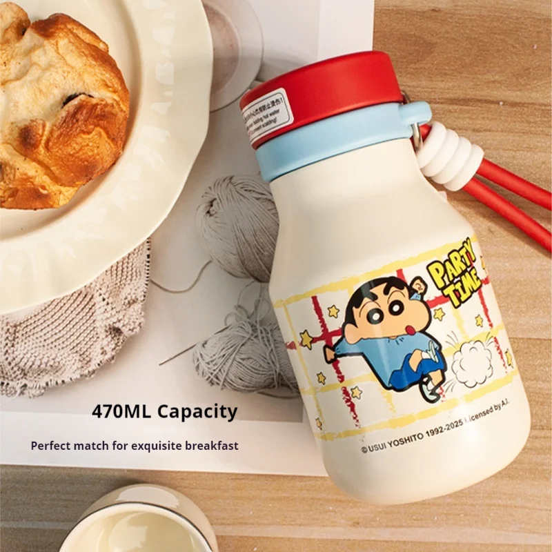 Kawaii Crayon Shin-Chan 470ml Gelas Minuman Dingin Produk Terlaris Produk Baru Kartun Kawaii Luar Ruangan Portabel Kapasitas Besar Hadiah Lucu