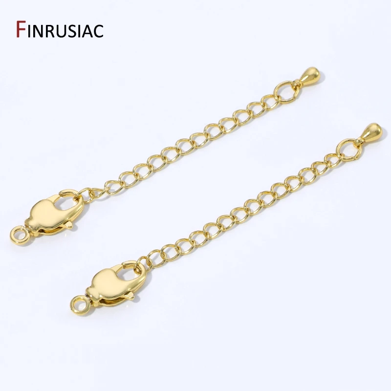 Chaîne d'extension en laiton plaqué or 18 carats avec fermoirs mousquetons, chaîne allongée pour la fabrication de bijoux DIY (bracelets, colliers)
