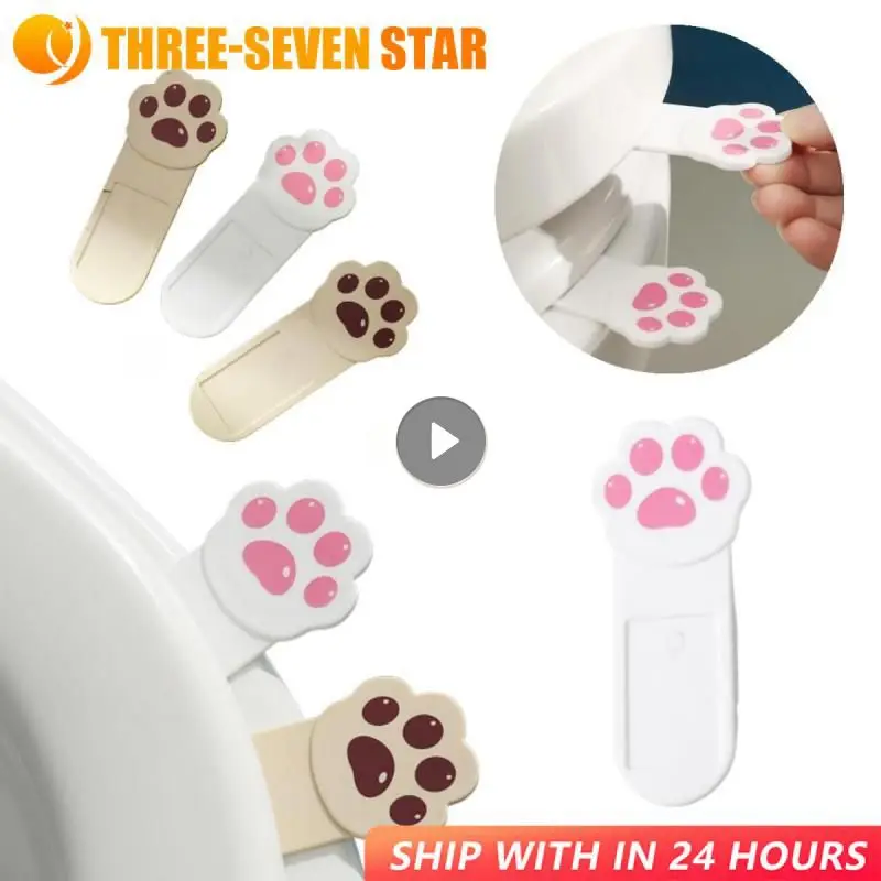 Cute Cartoon Toilet Lid Lifter Creative Cat Claw Shape Toilet Handle Plastic Convenient Clamshell Opener Bathroom Accessories