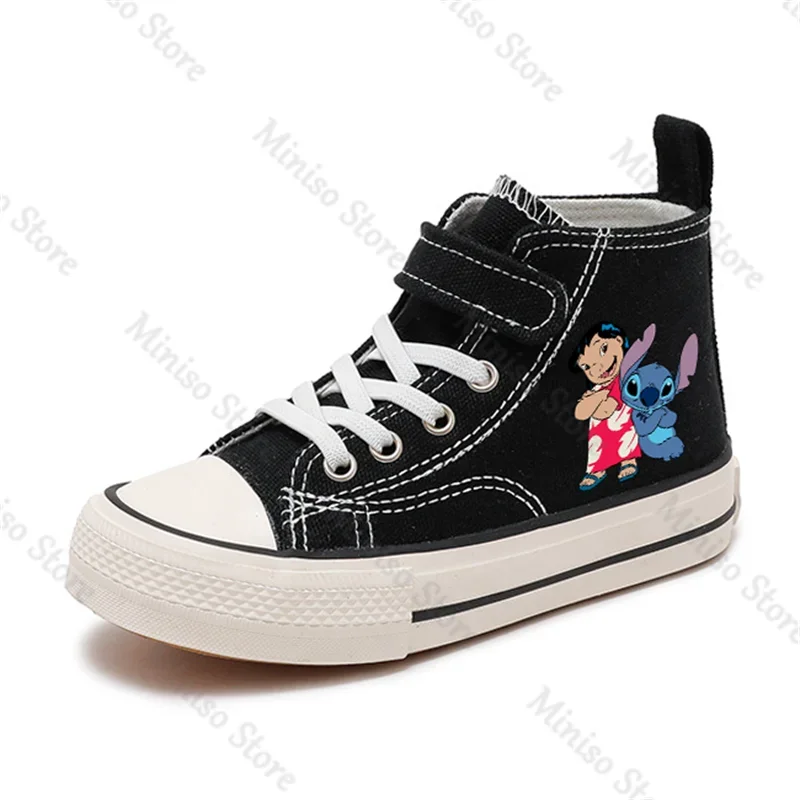 Light Sport Girl High-top Lilo Stitch Boys Kid Canvas Shoes Disney Casual Cartoon comfort Shoes Children Print Boys Tennis Shoes