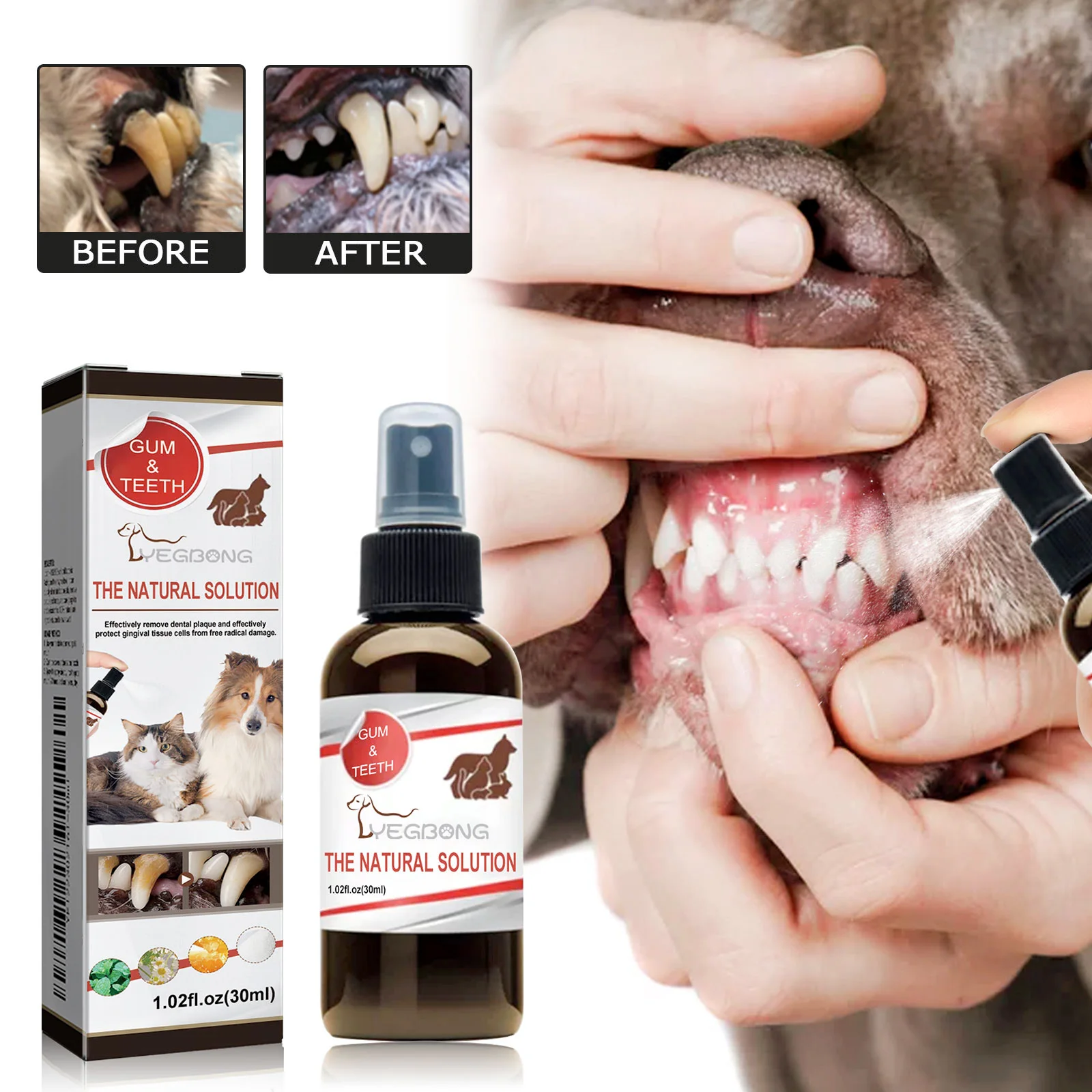 Haustier-Zahnreinigungsspray für Hunde, entfernt Mundgeruch, Lufterfrischer für Katzen, Mundreinigung, Zahnpflege, Desodorierungsspray, Heimtierbedarf, 30 ml