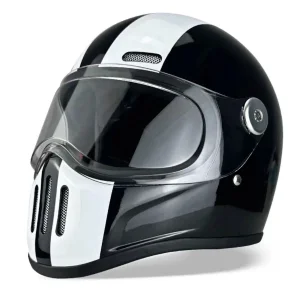 New Fiberglass Retro Motorcycle Helmet - Classic Red/White   Ready  DOT & 3C Certified  Factory Direct