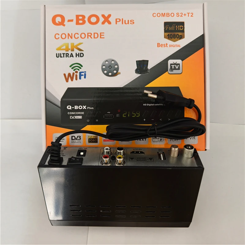2025 DVB T2 S2 Combo Q-BOX Plus Satellite TV Receiver Tuner H.264 MPEG 4 Digital TV Decoder 1080P HD Time Shift EPG Set Top Box