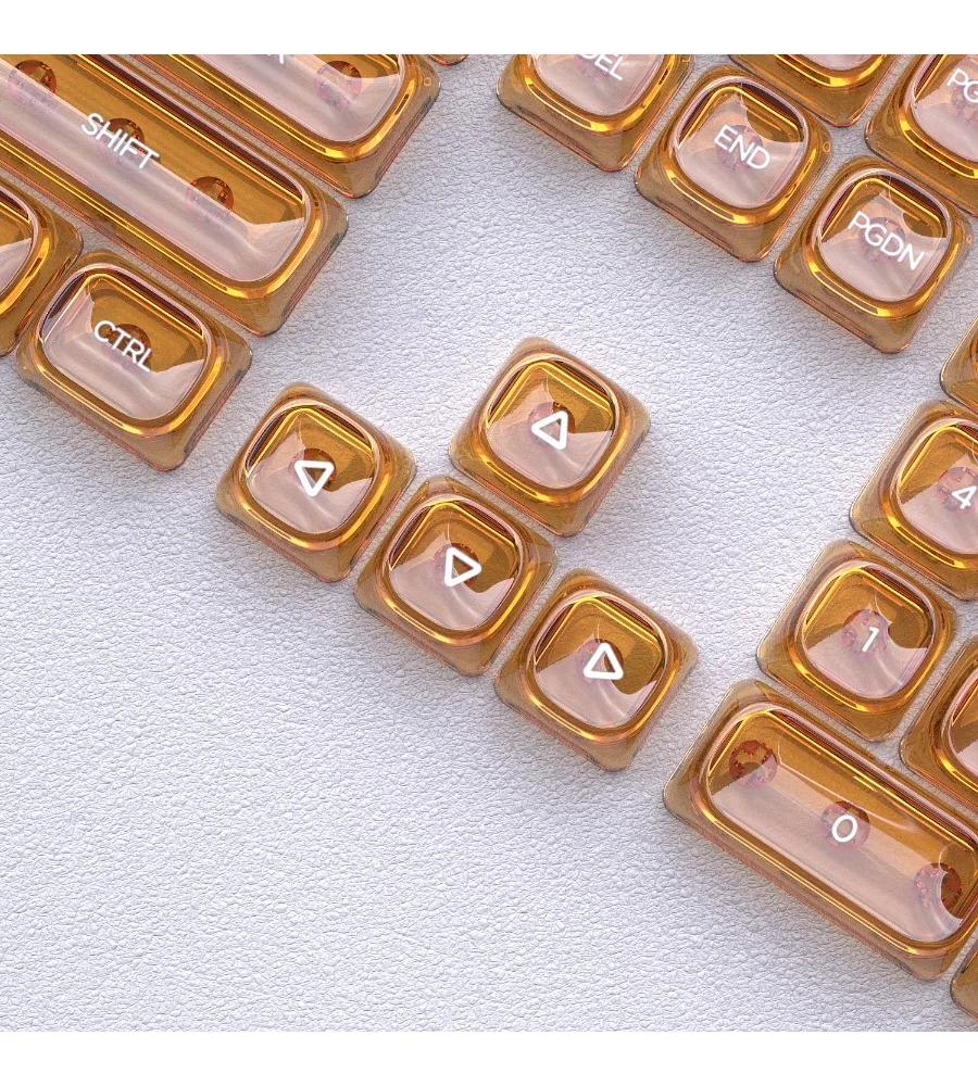 Keycap Personality Orange Transparent Keycap HOA Small Full Set of 132 Keys PC Mechanical Keyboard Full Transparency view 5