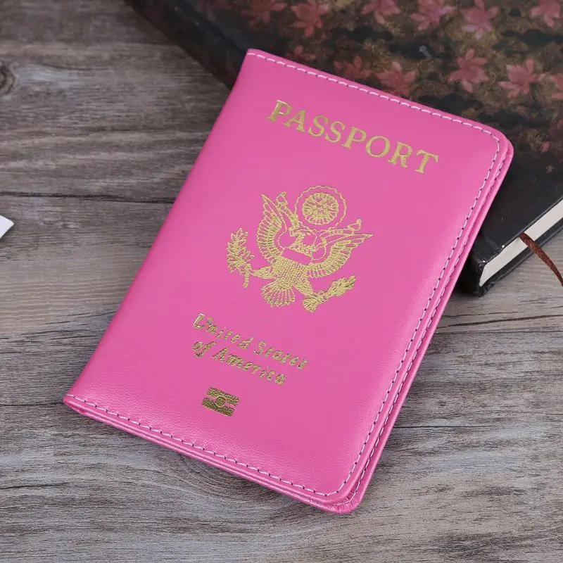 Accesorios de viaje funda de pasaporte americano EE. UU. Lindo Rosa soporte de libro de pasaporte de diseñador bolsa de pasaporte de viaje