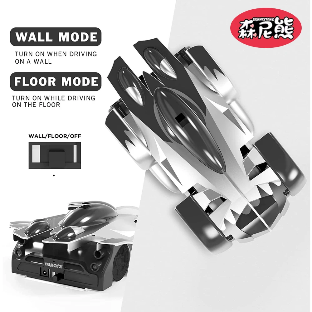 SENNIXIONG RC 1:24 Wandkletterwagen mit Licht, Anti-Schwerkraft, 360-Grad-Drehmodell, elektrisches Stunt-Driftfahrzeug, Spielzeug für Kinder