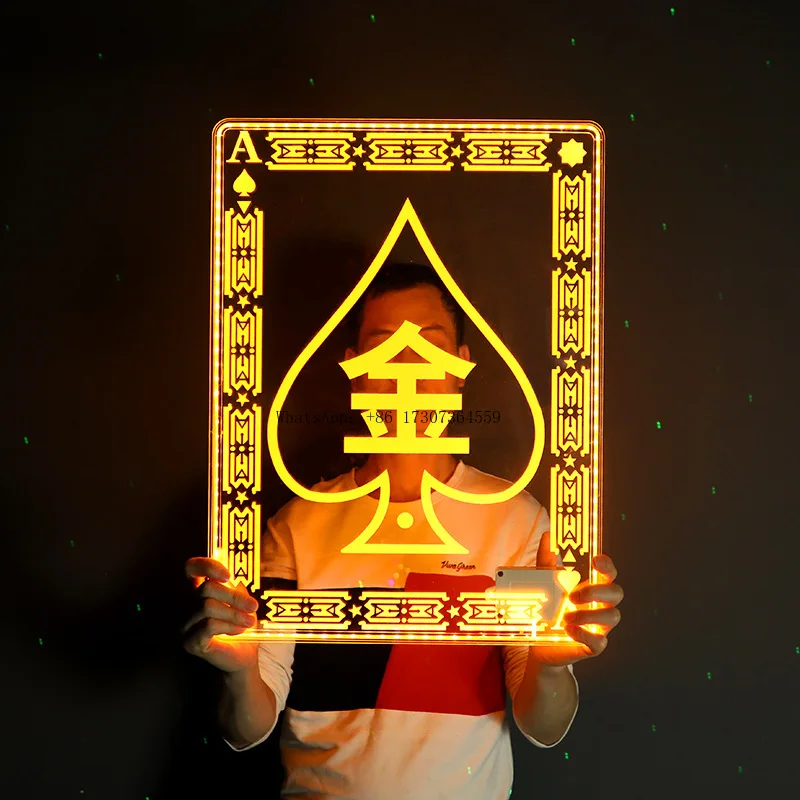 

Бар светящаяся рука, держащая вывеску, лопаты, прозрачный акрил, большой кофейный реквизит для дня рождения, атмосфера КТВ, декоративный реквизит