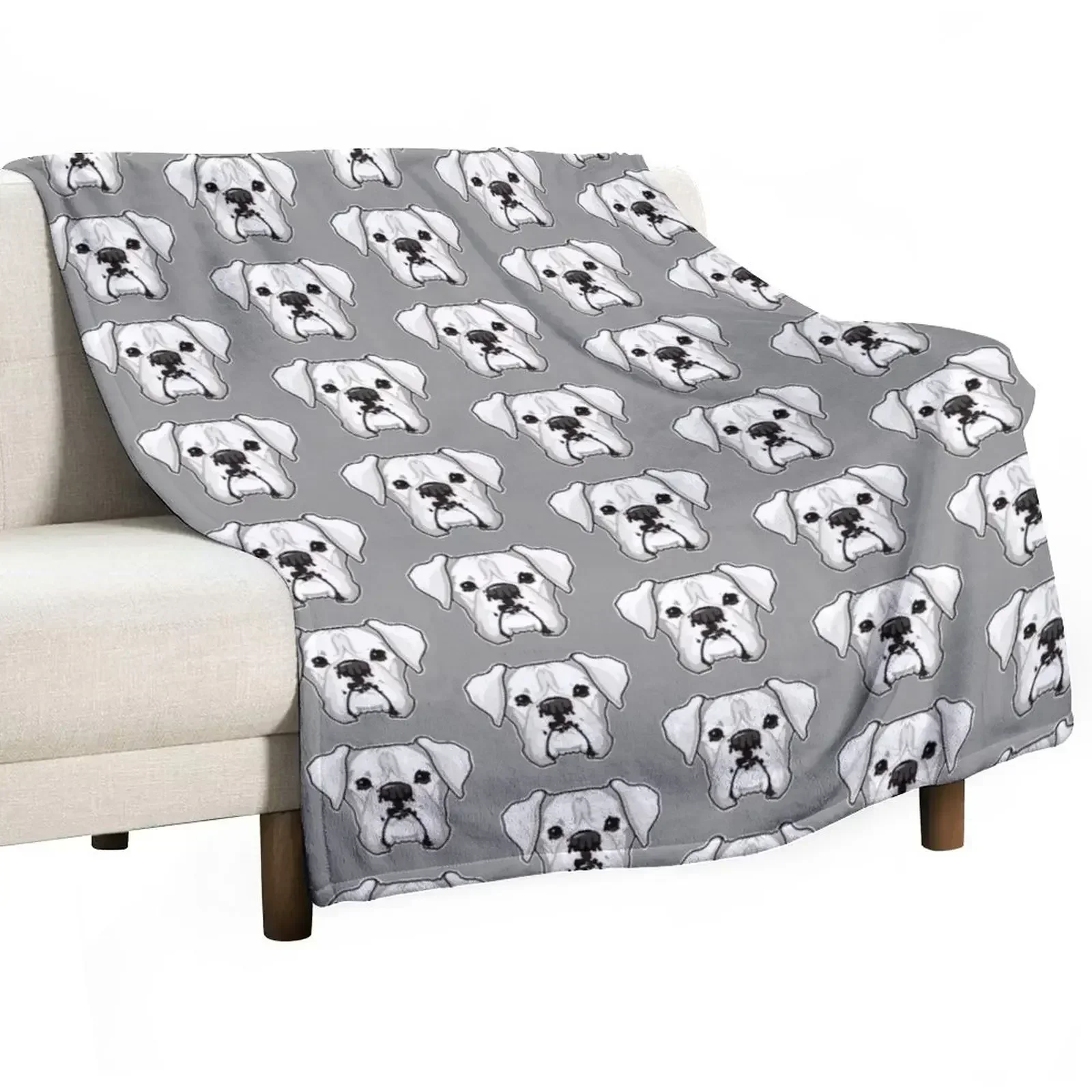 White Boxer Throw Blanket warm for winter Flannels Soft Big Flannel Blankets