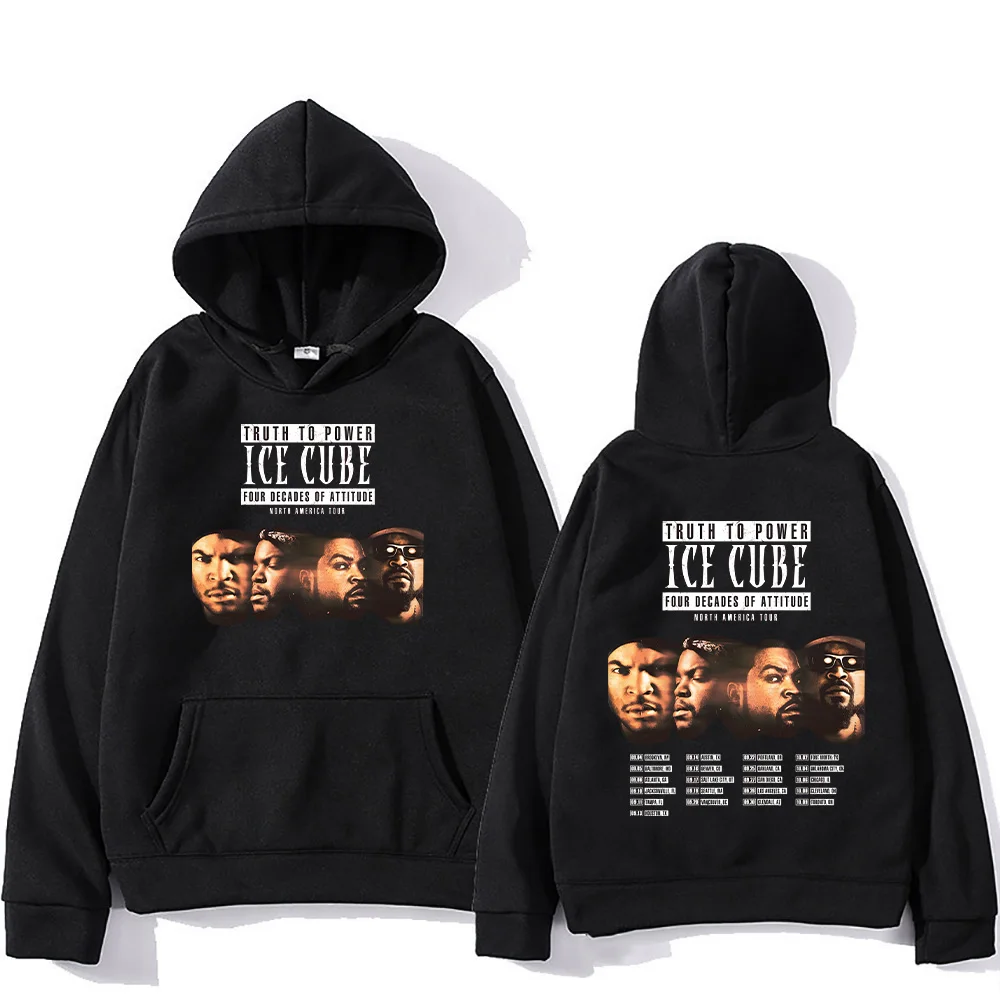 

Rapper Ice Cube 2025 Hoodies Truth To Power Four Decades of Attitude Tour Sweatshirt Fashion Retro Casual Pullover Hoody Hip Hop